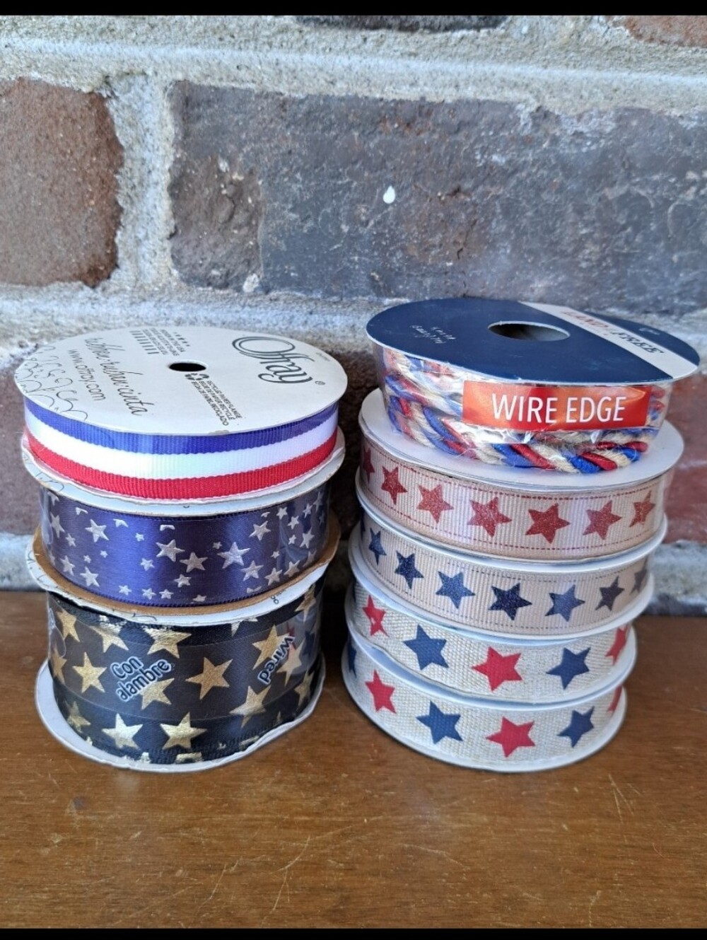 Lot of 8 New Patriotic Stars & Stripes Ribbon Bundle